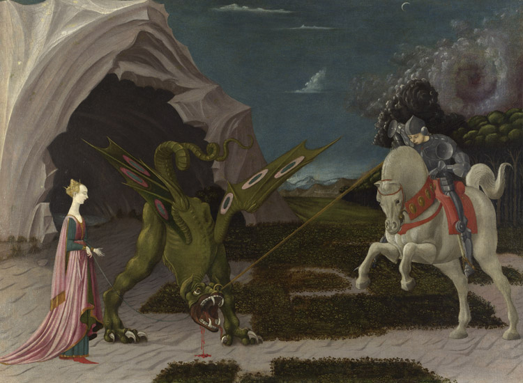 Paolo Uccello, San Giorgio e il drago (1456), olio su tela. Londra, National Gallery